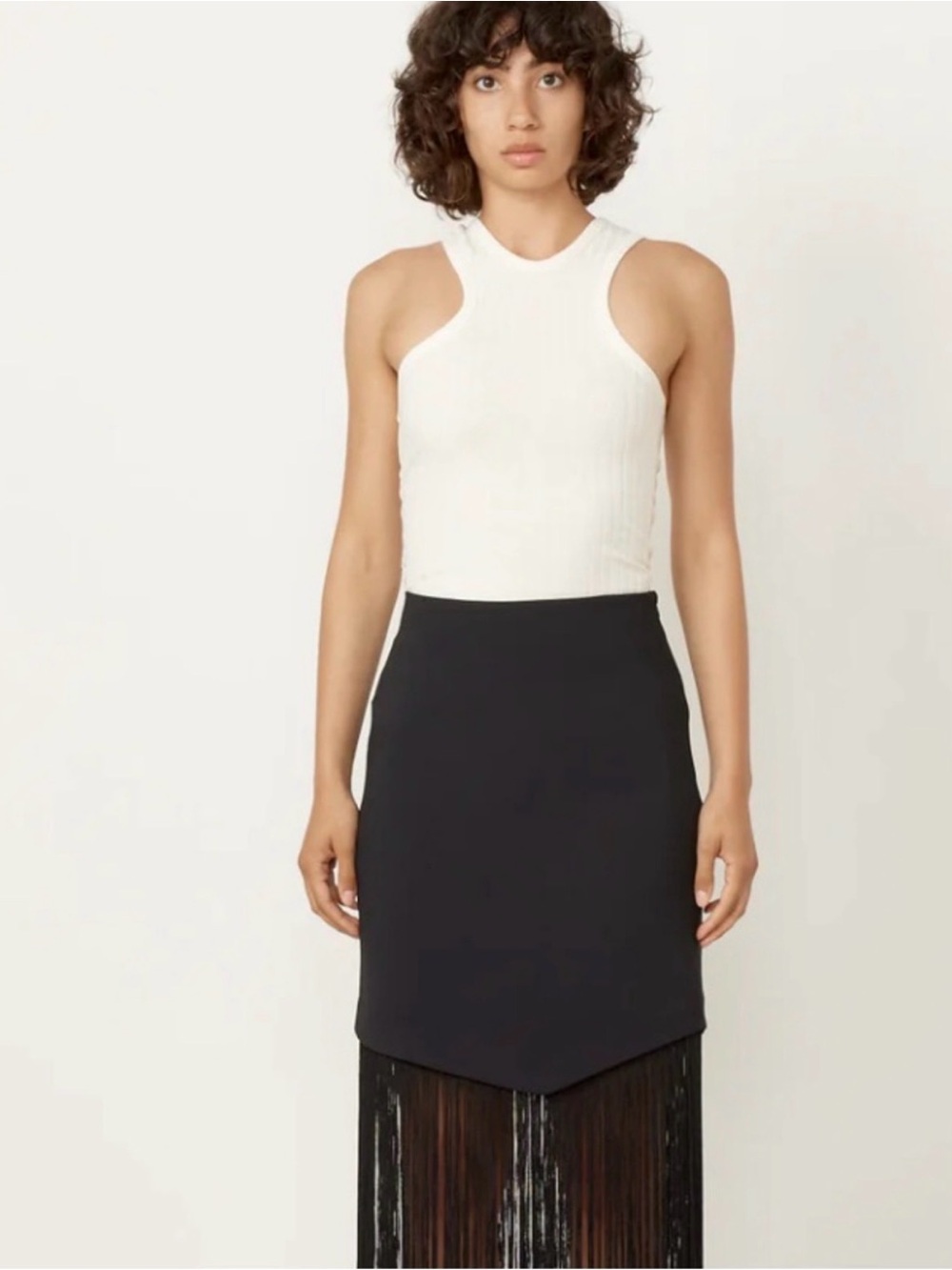 NOMIA Ribbed Cream Tank Top in Ivory Off-White.